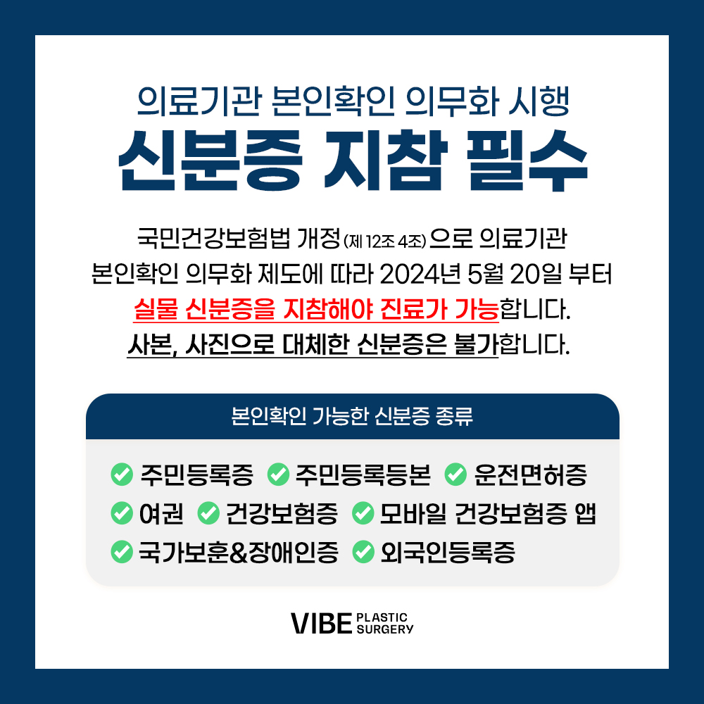의료기관 본인확인 의무화 시행 신분증 지참 필수